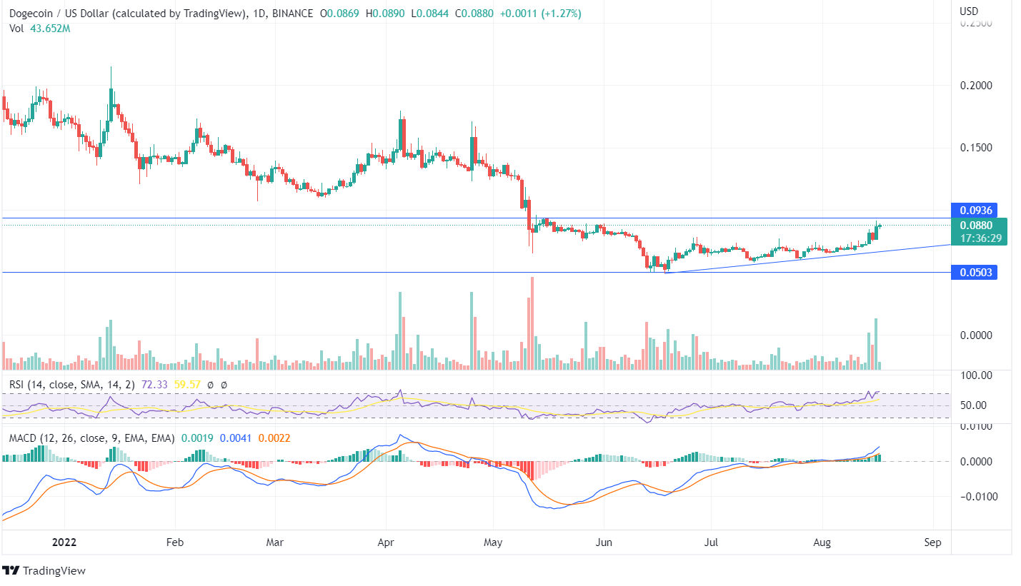 Dogecoin price chart analysis