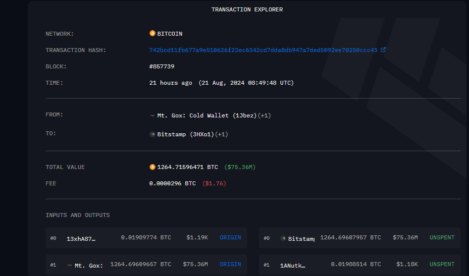 BTC: transaction explorer