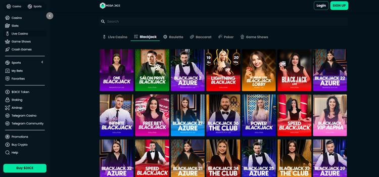 Mega Dice - Best Online Blackjack Sites