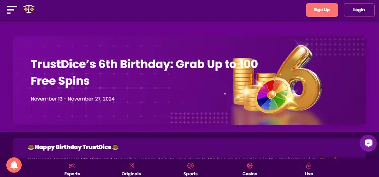Trust Dice - BTC Free Spins 