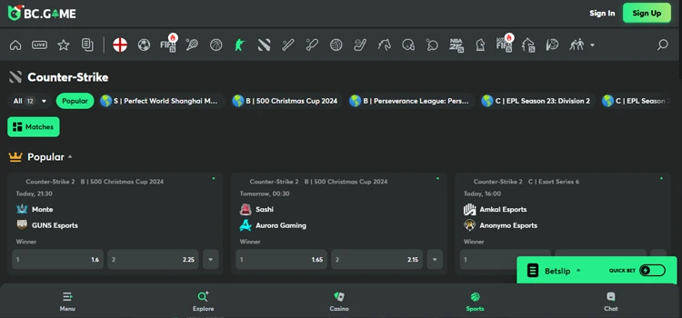 BC.Game - best crypto esports betting 