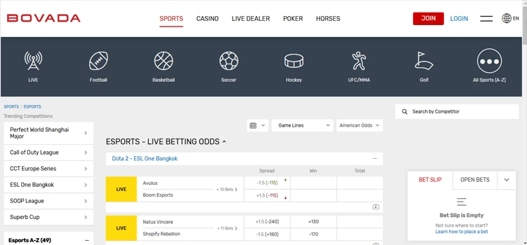 Bovada - Crypto eSports Betting Site