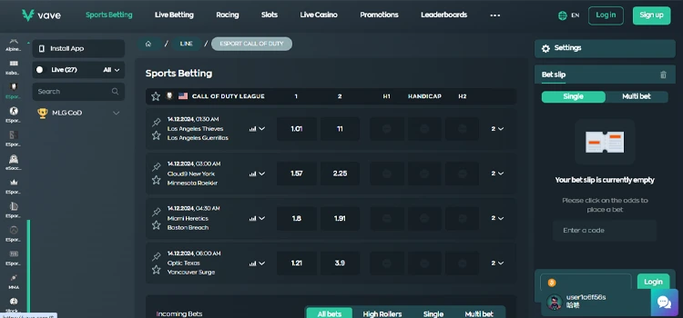 Vave Casino - Crypto eSports Site