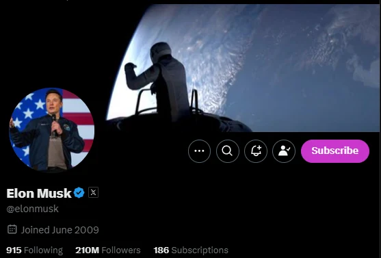Elon Musk X profile Elon Musk X profile