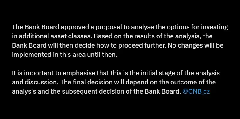 CNB Board has approved the Bitcoin Test Portfolio proposal