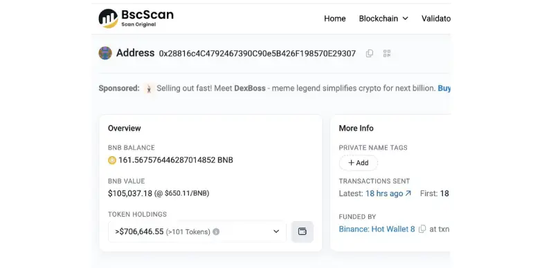 CZ's address received more BNB than he had donated.