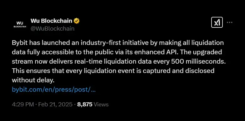 Wu Blockchain reports ByBit's recent development in the crypto space Wu Blockchain reports ByBit's recent development in the crypto space
