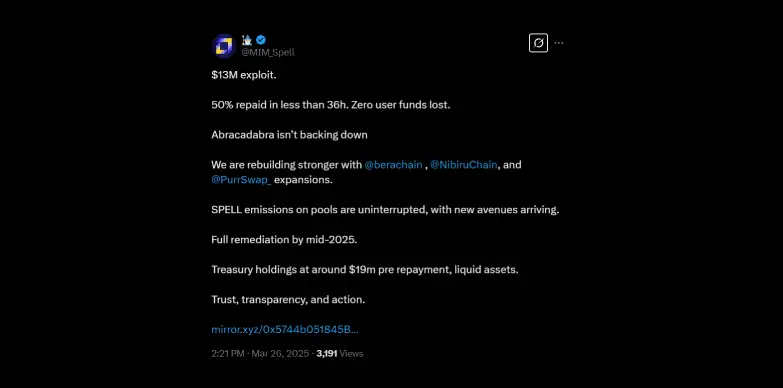 Abracadabra isn't backing down as the protocol repurchased 50% of the lost funds