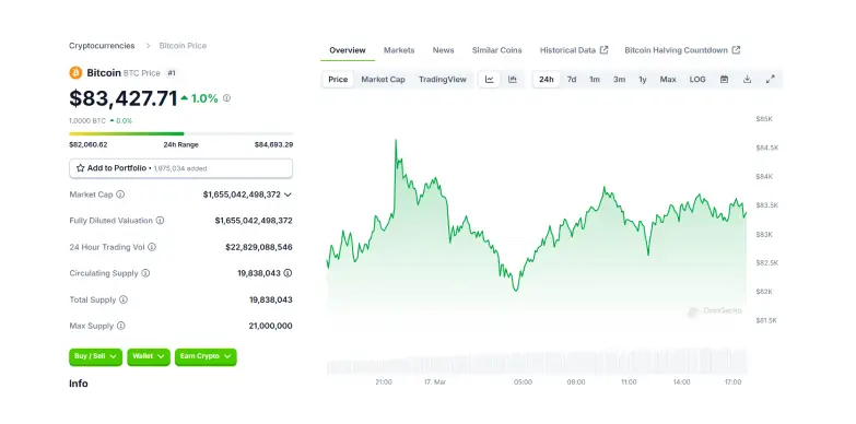 BTC 24 Hours Chart 