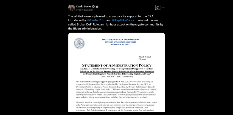 David Sacks endorses rollback of the broker-dealer rule David Sacks endorses rollback of the broker-dealer rule