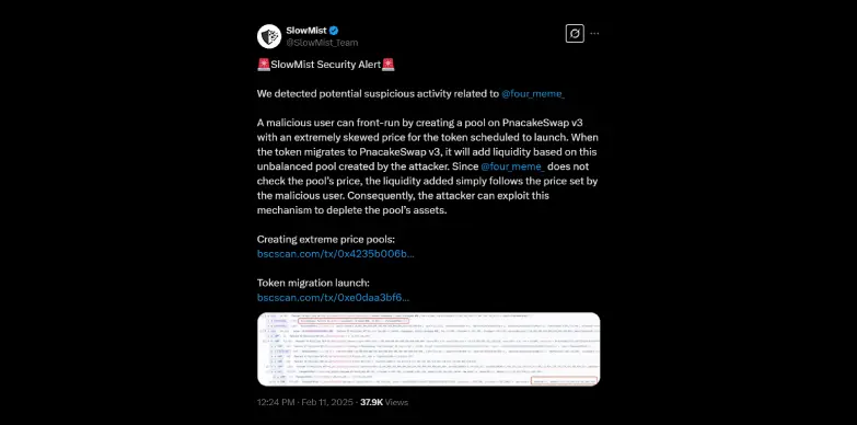 SlowMist reports about the Four.meme exploit