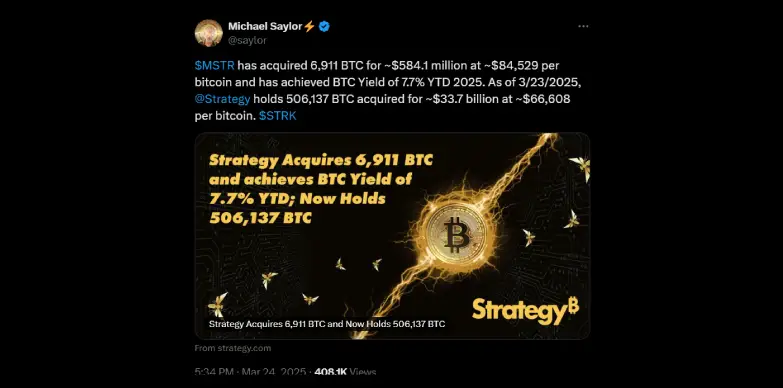 Strategy announces purchase of 6,911 Bitcoin Strategy announces purchase of 6,911 Bitcoin