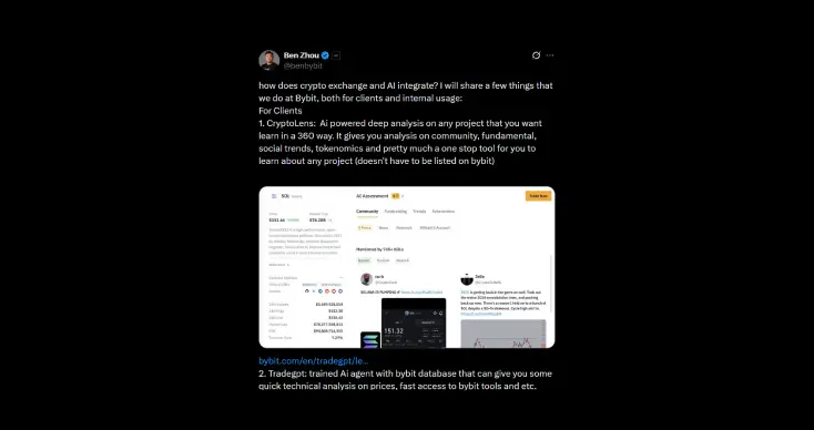 Bybit's CEO announces integration of AI into the platform