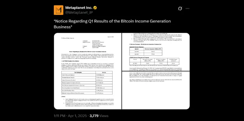 Company releases reports for Q1 of 2025