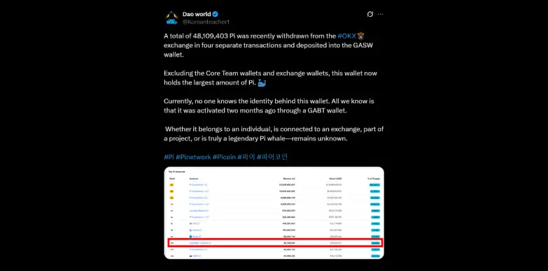 Huge amount of Pi tokens being accumulated from exchanges