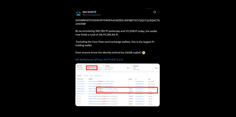 Mystery wallet with huge amount of Pi Network Tokens Mystery wallet with huge amount of Pi Network Tokens
