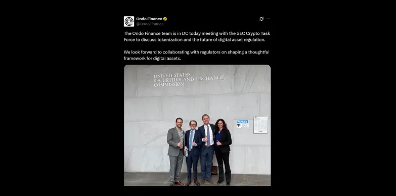 Ondo Finance team meets with SEC Crypto Task Force Ondo Finance team meets with SEC Crypto Task Force