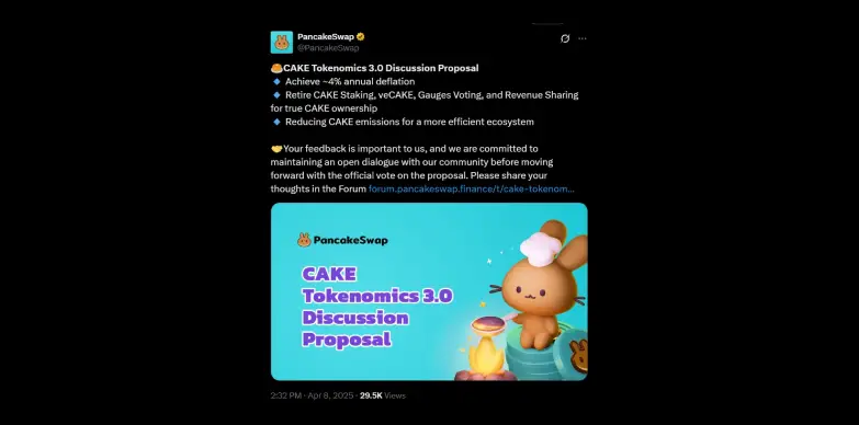 PancakeSwap community proposes CAKE Token Economics 3.0