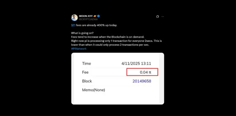 Pi Network increases transaction fees by 400%