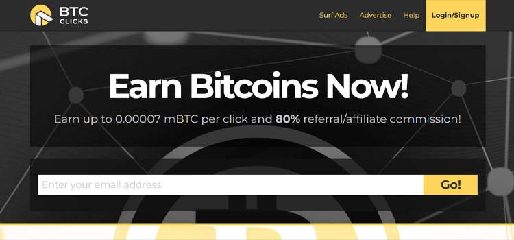 BTC Clicks - Crypto Faucet Site