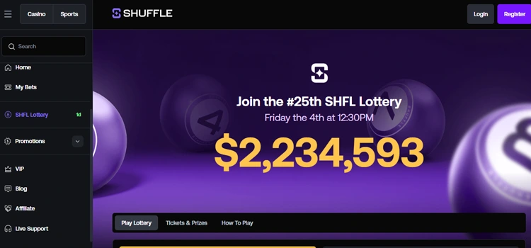 Crypto Lottery at Shuffle Casino