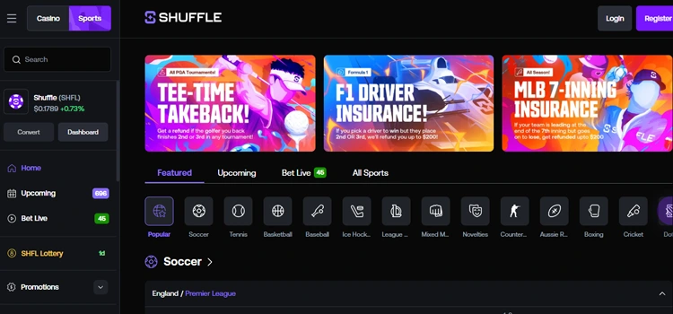 Crypto Sports Betting at Shuffle.com