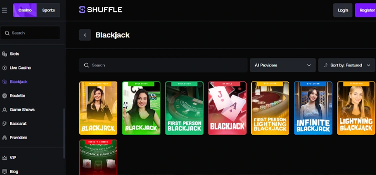 Shuffle.com - A Crypto Blackjack Sites