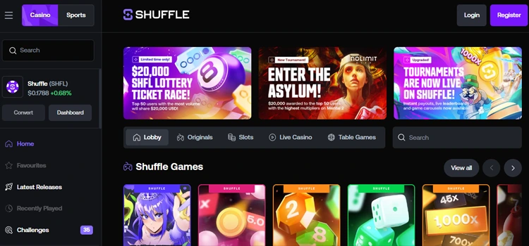 Shuffle.com - Crypto Gaming Site