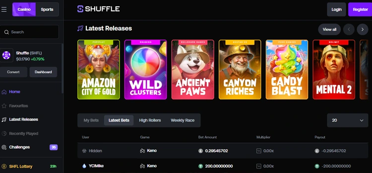 Shuffle.com - A Dogecoin Casino