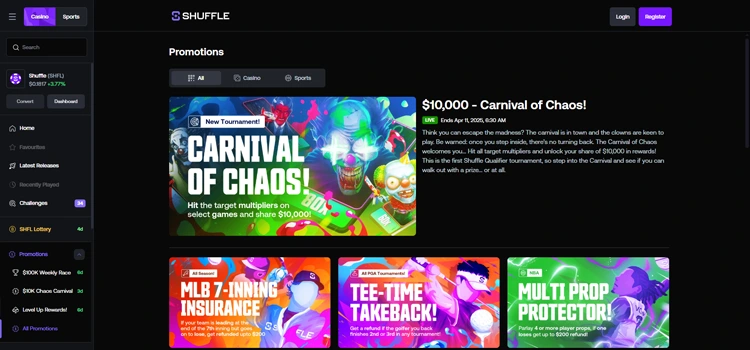 Shuffle Casino Review: Bonuses and Promotions