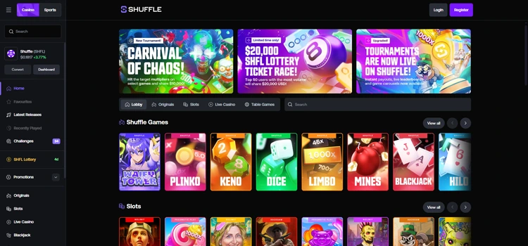 Shuffle Casino User Interface