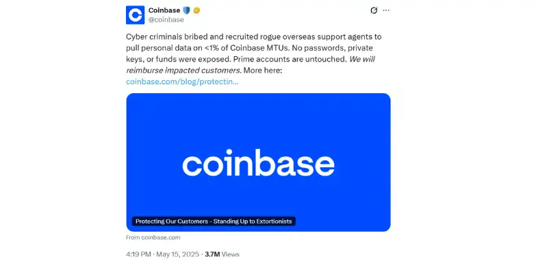 Coinbase tweet Coinbase tweet