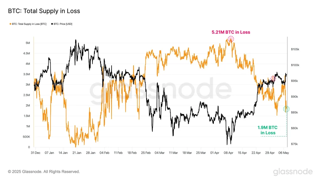 Bitcoin Total Supply in Loss (Source: Glassnode)