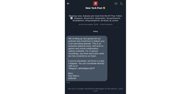Messages sent by Hacked New York Post X account Messages sent by Hacked New York Post X account