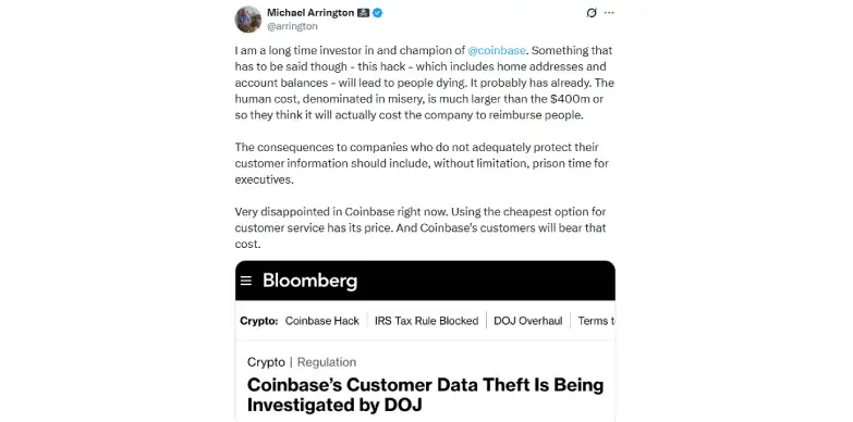 Michael Arrington attacks Coinbase Executives