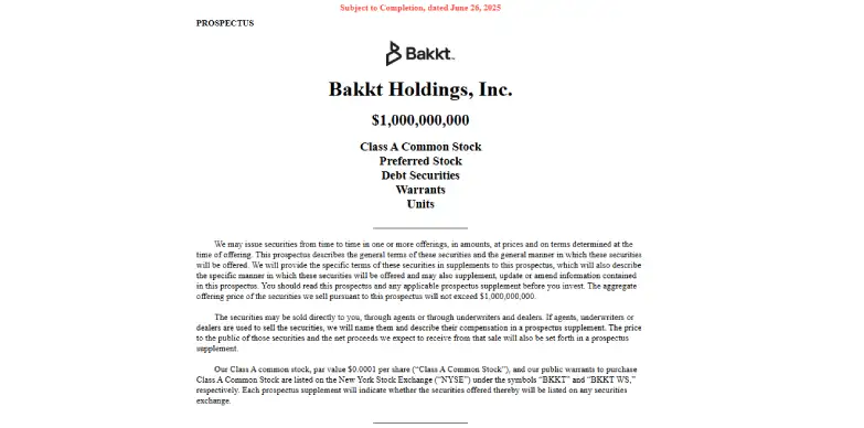 Bakkt Holdings Plans to Invest in Bitcoin via Securities