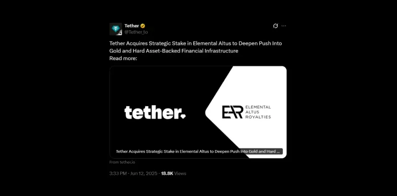 Tether acquires stake in Elemental Altus Tether acquires stake in Elemental Altus