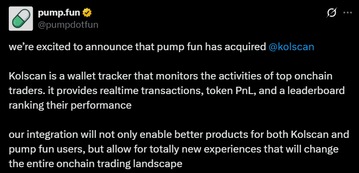 Pump.fun acquires Kolscan