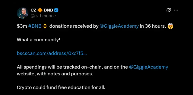 CZ applauds the community for raising $3 million for Giggle Academy within 36 hours 