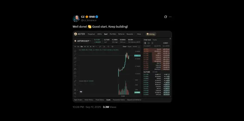 CZ appreciating ASTER on X