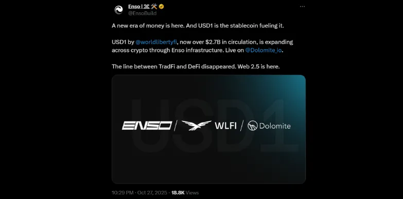 Enso announces partnership with USD1