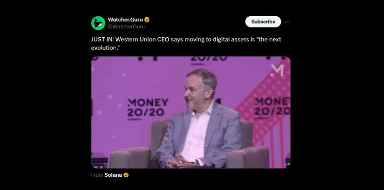 Western Union CEO talks about how they ended choosing Solana