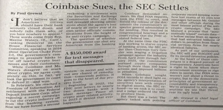 Coinbase Sues, the SEC Settles